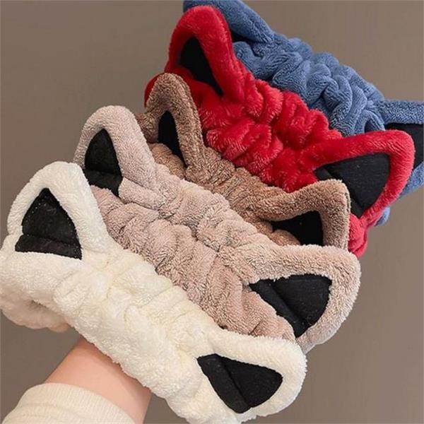 부드러운 고양이 헤어밴드 귀여운 극세사 헤어밴드 메이크업 잔머리 정리 패션 - 상품 이미지
