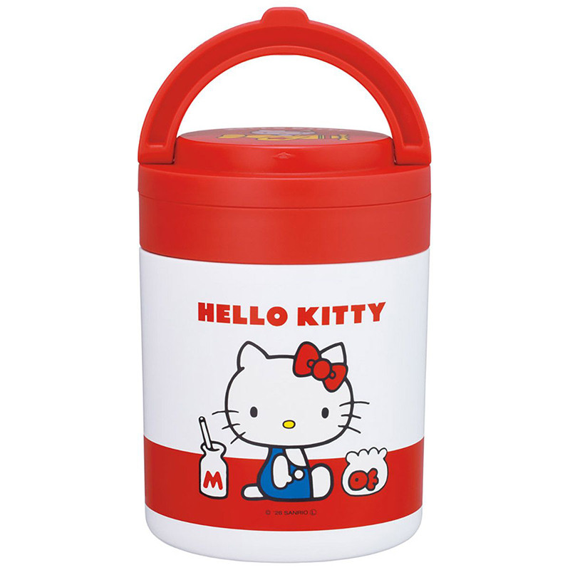 스케이터 헬로키티 캐릭터 접이식 핸들 보온 보냉 델리카포트 스프통 500ml LJFO5 - 하카타몰