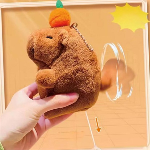 귀여운 카피바라 인형 키링 봉제 인형 동물 키링 열쇠고리 가방 - 상세 이미지 2