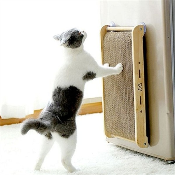 수직 고양이 발톱 스크래쳐 흡착 고양이 벽걸이 스크래쳐 원목 골판지 - 상품 이미지