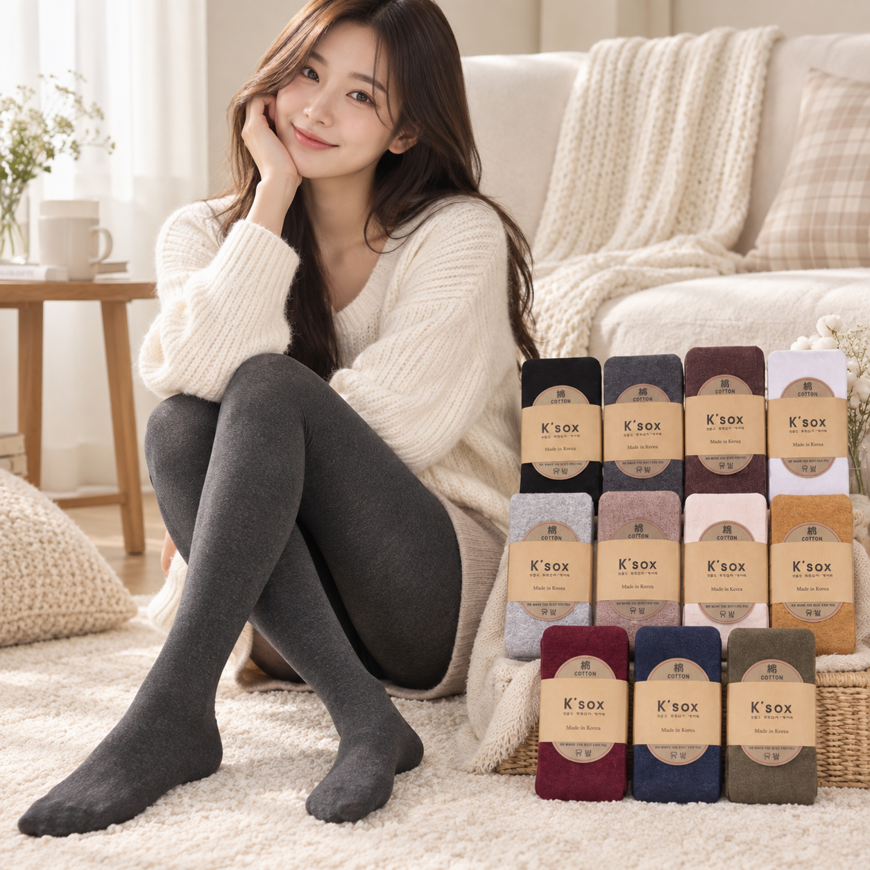 한일 Ksox 국산 여성 을종 면타이즈 유발스타킹 10켤레 - 메인 이미지