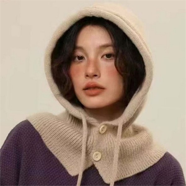 골지 여성 바라클라바 후드 겨울 넥 워머 캐주얼 따뜻한 - 상세 이미지 2