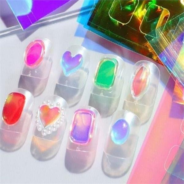 홀로그램 네일 아트 필름 네일용 셀프 네일 스티커 패디큐어 포인트 - 상품 이미지