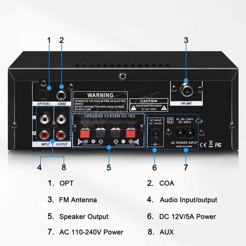 블루투스 미니 앰프 오디오 음향 앰프 매장용 Woopker 증폭기 AK55 900W 2.0채널 - 상세 이미지 4