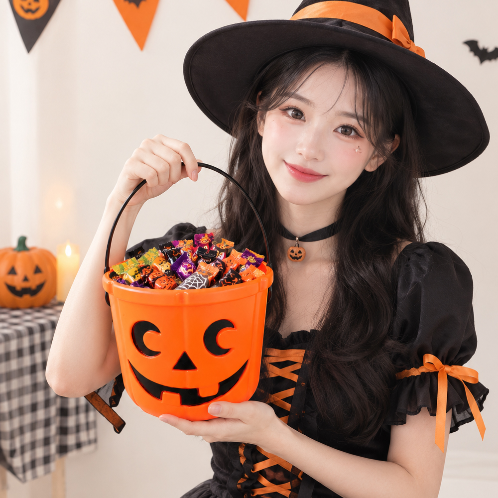 할로윈 호박 바구니 사탕 트레이 캔디볼 파티 장식 데코 펌킨 캔디백 - 상세 이미지 2