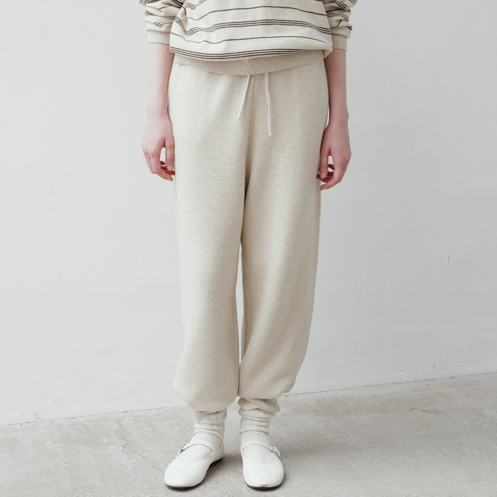 [르] wool knit jogger pants (oat) - 상품 이미지