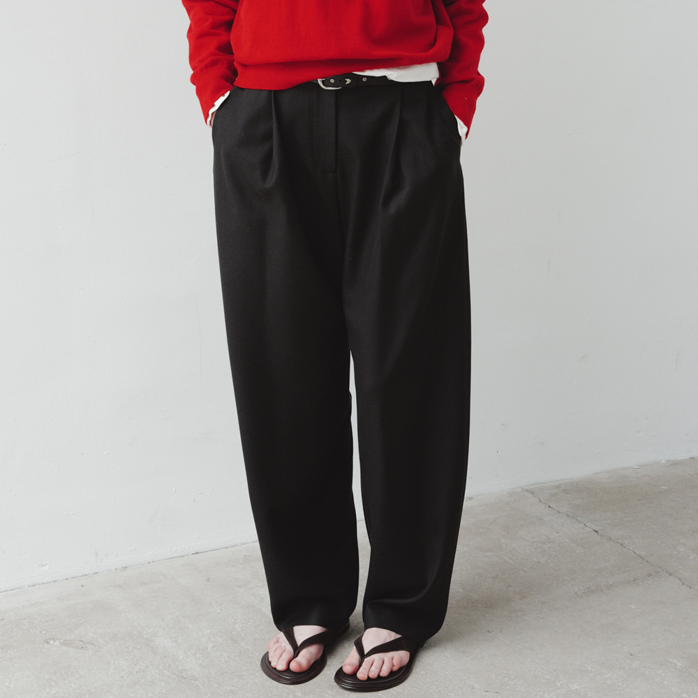 [르] wool barrel pants (black) - 상품 이미지