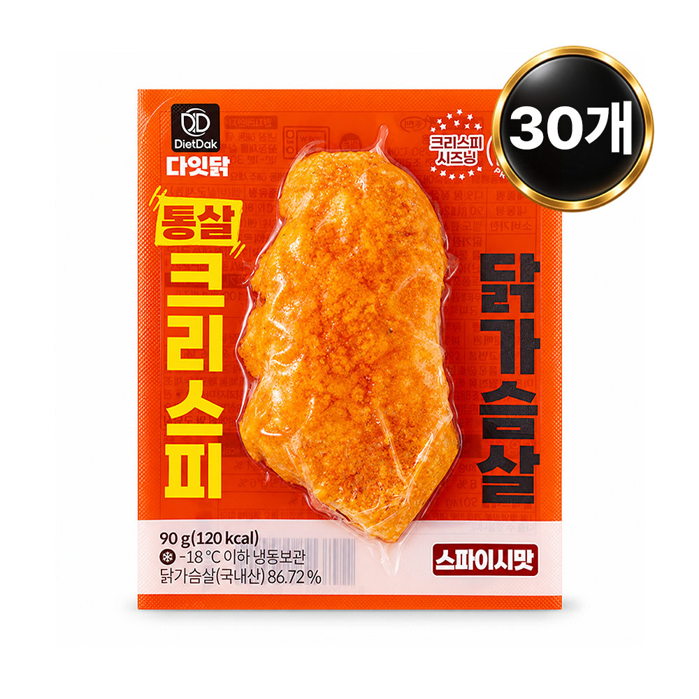 다잇닭 통살 크리스피 닭가슴살 스파이시맛, 90g, 30개 - 상품 이미지