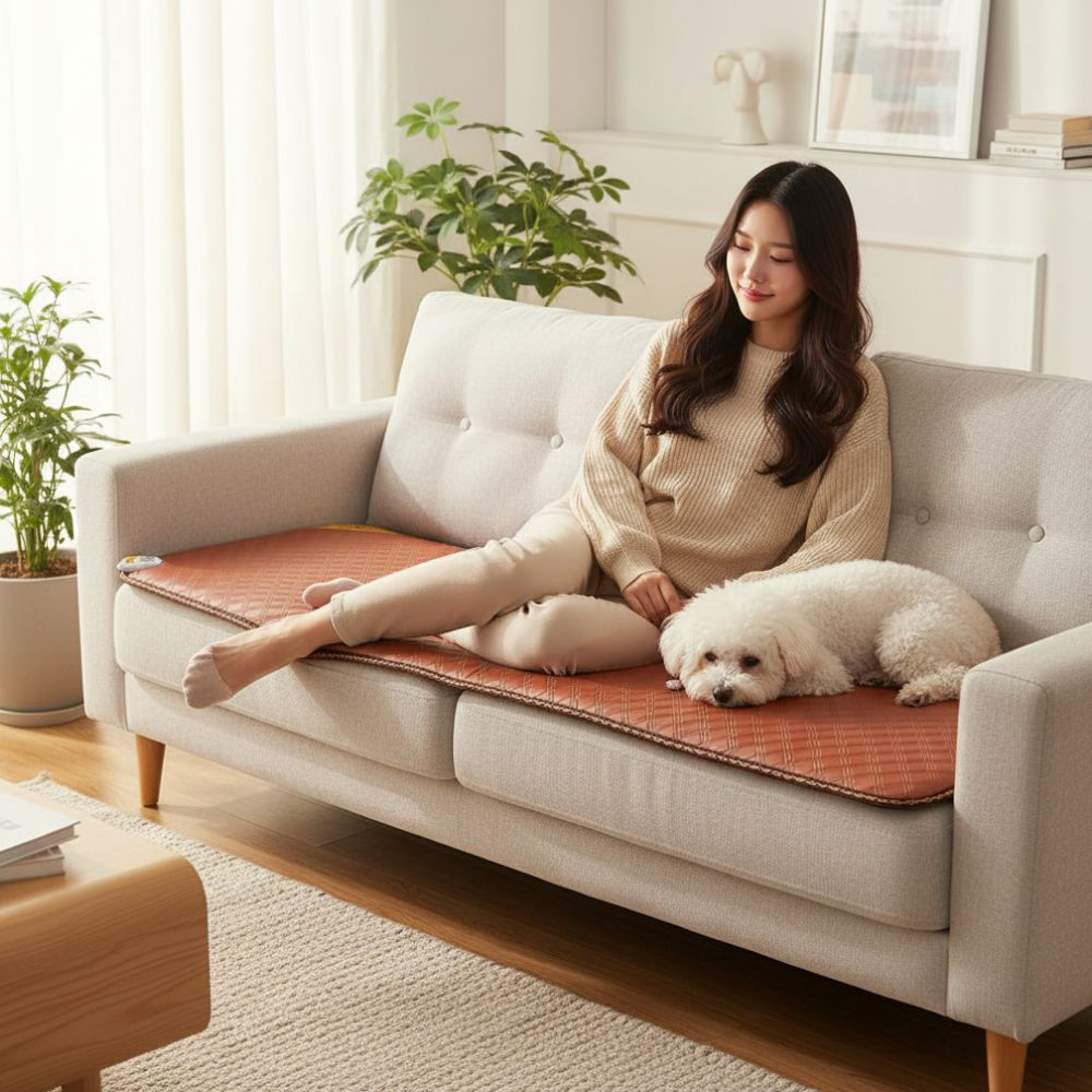 두꺼운 한일온열기 그래핀 전자파없는 전기 매트 쇼파 소파 방석 온열 카본 탄소 3인용 50x140 다이아 - 상품 이미지