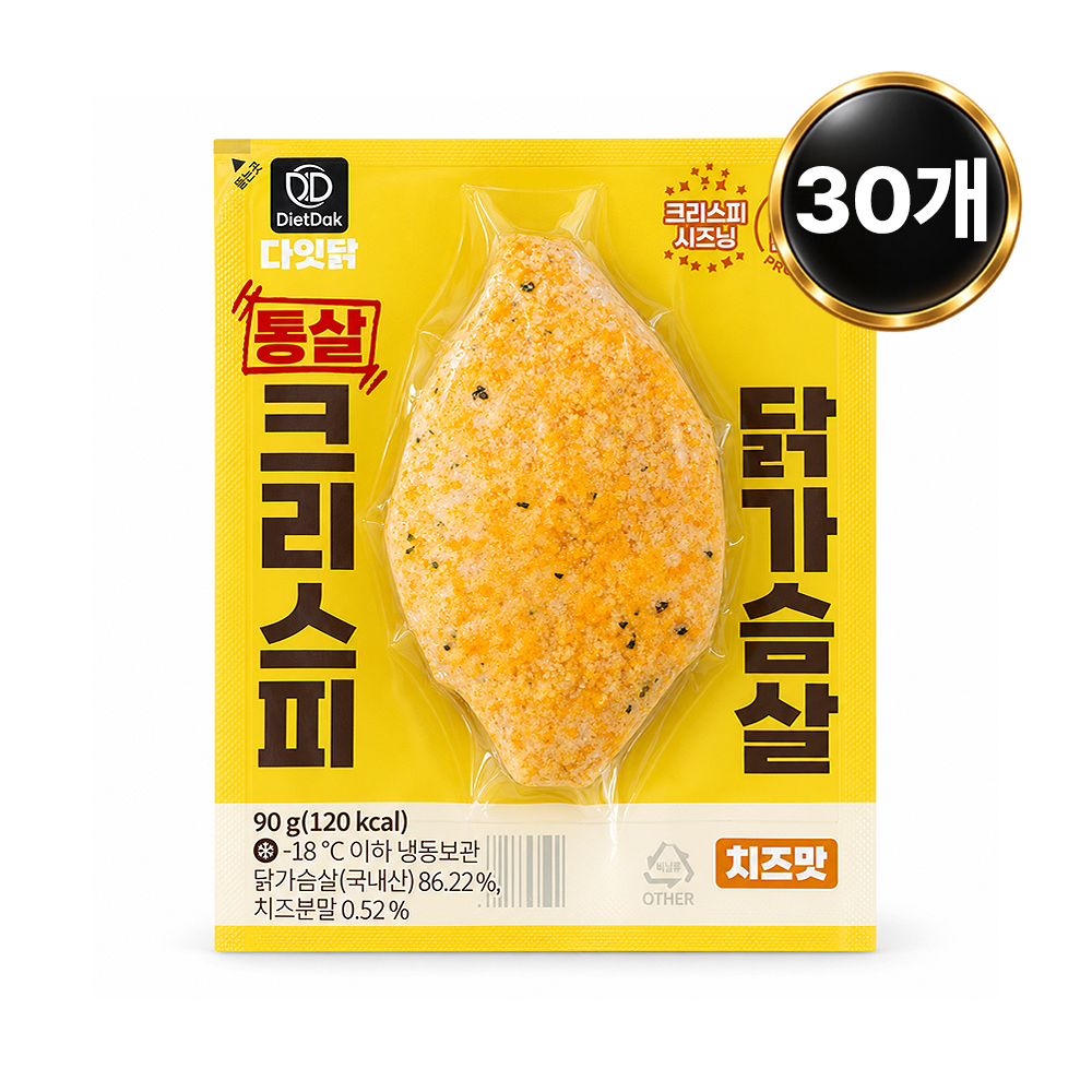 다잇닭 통살 크리스피 닭가슴살 치즈맛, 90g, 30개 - 상품 이미지
