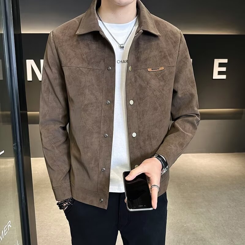 남성 스웨이드 카라 자켓 가을 겨울 트러커 점퍼 기모 아우터 - 상세 이미지 5