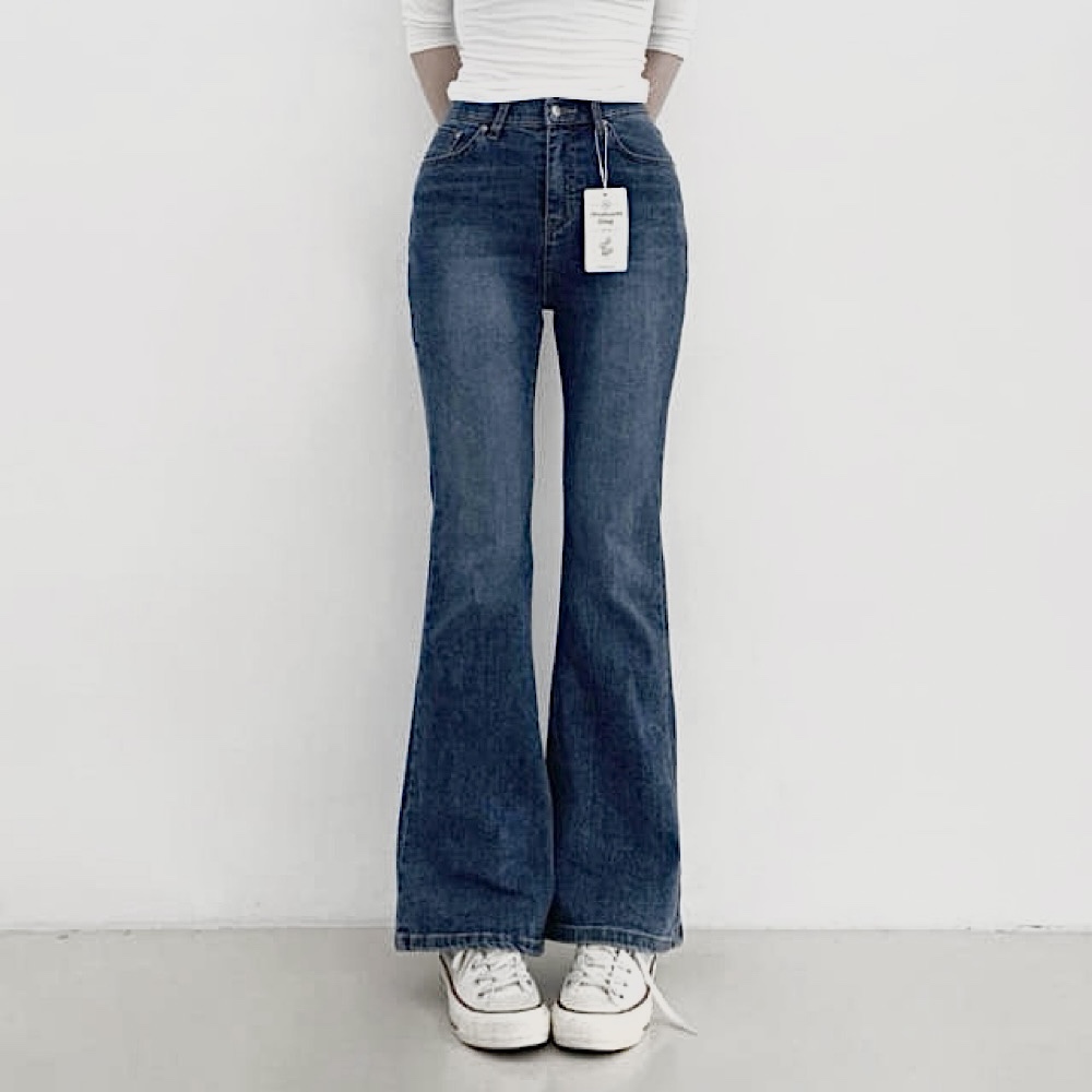 부츠컷 데님 여성 스판 히든밴딩 청바지 봄 가을 진청 세미부츠컷 진 S~XL - 상품 이미지