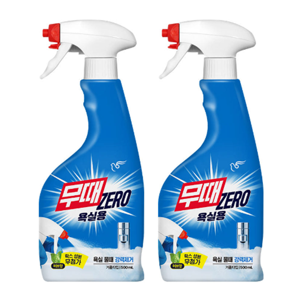 피죤 무때ZERO 욕실용 500ml 2개 무때제로 허브향 거품타입 욕실 물때 제거 세정제
