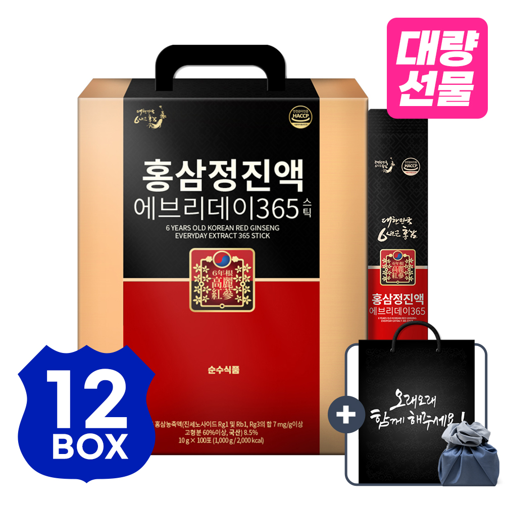 [대량선물] 100포x12박스 6년근 홍삼정 진액 에브리데이 365 홍삼 스틱 순수식품 - 상품 이미지