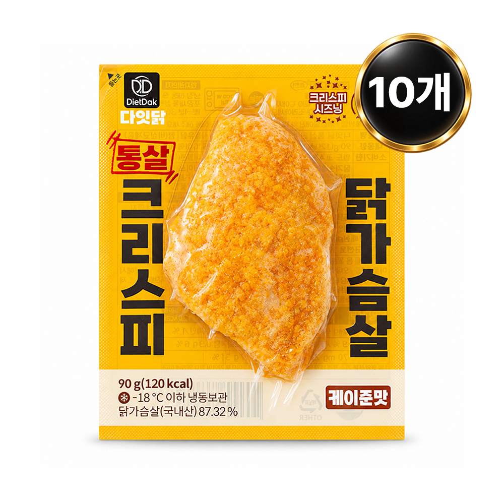 [핫세일] 다잇닭 통살 크리스피 닭가슴살 케이준맛, 90g, 10개 - 상품 이미지