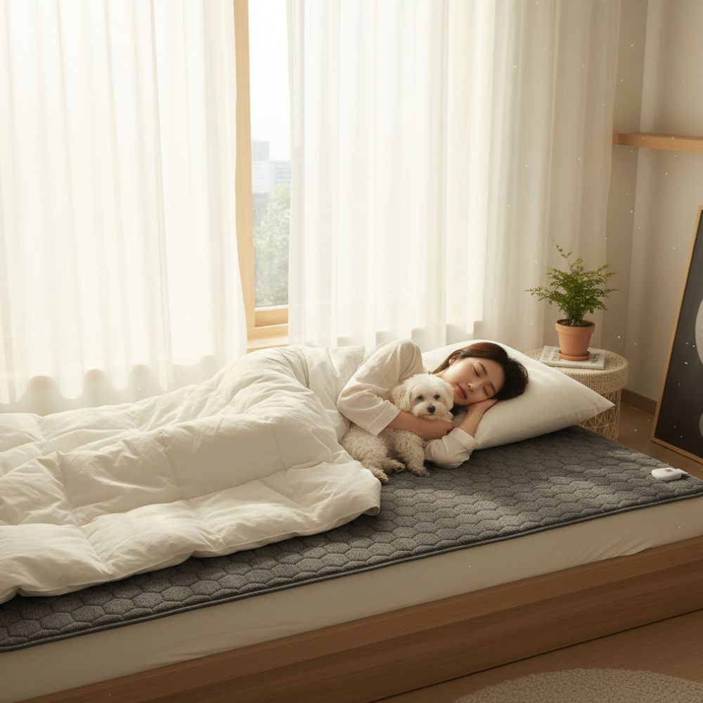 한일온열기 전자파없는 차단 전기매트 캠핑 전기요 전기장판 탄소 워셔블 2인용 150x200 블랙 - 상세 이미지 2
