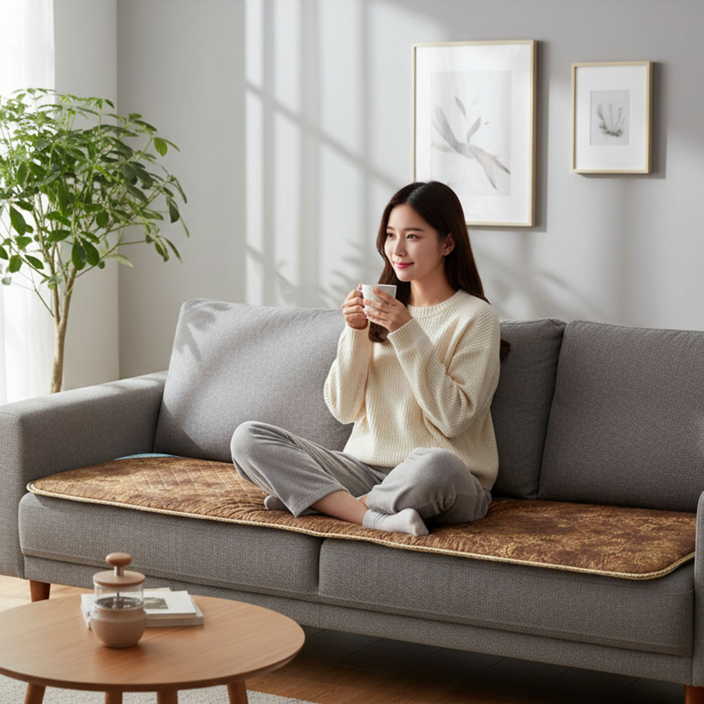 두꺼운 한일온열기 그래핀 전자파없는 전기 매트 쇼파 소파 방석 온열 카본 탄소 4인용 55x180 퀼팅 - 상세 이미지 2