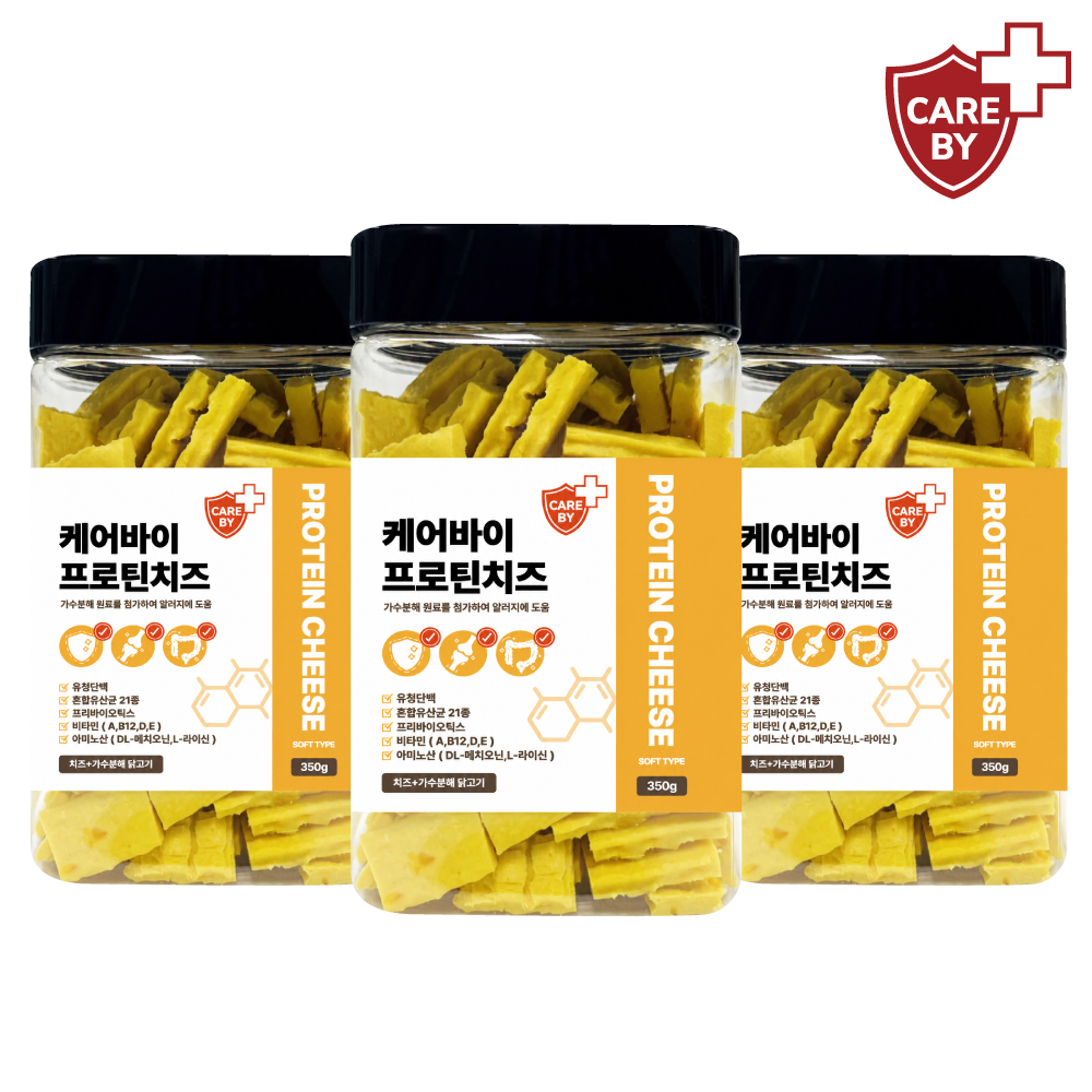 케어바이 저알러지 강아지 가수분해 간식 프로틴치즈 노즈워크 훈련용 350g, 3개 - 상품 이미지