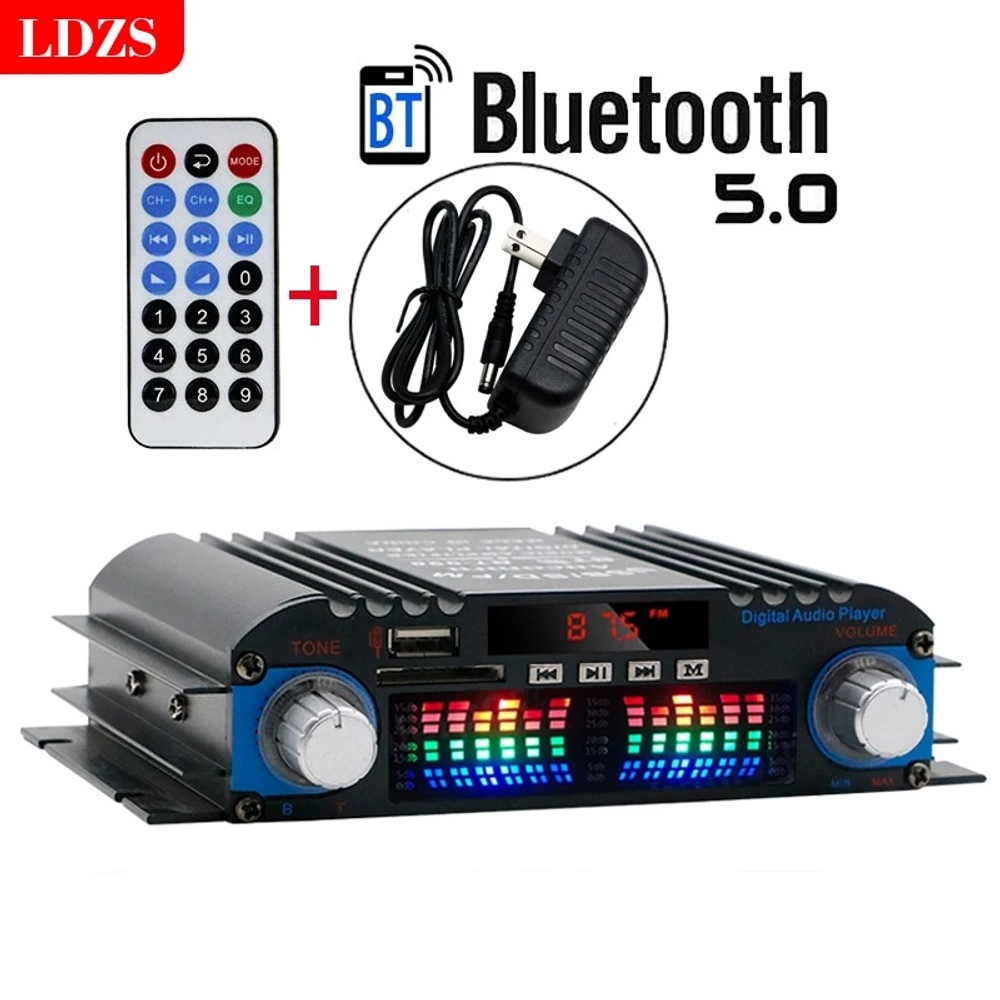 블루투스 미니 앰프 오디오 음향 앰프 매장용 1800W 피크 전력 HiFi 4채널 - 상품 이미지