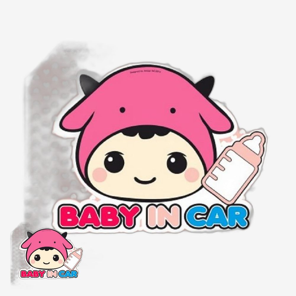 핑크캐릭터 안전운전알림 차량스티커 방수코팅 초보운전스티커 자동차알림판 자동차부착물 - 상품 이미지