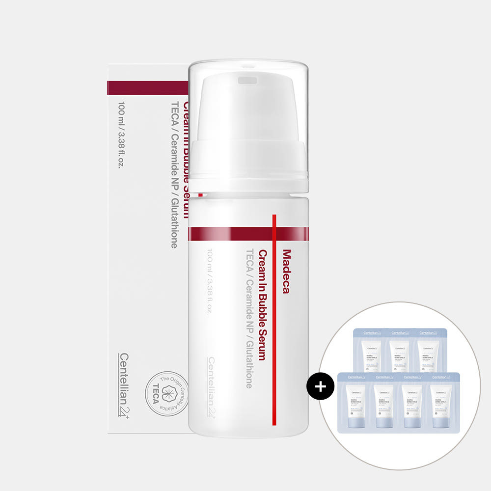 [5%추가적립]동국제약 센텔리안24 마데카크림 인 버블세럼 100ml 1개+수분선크림 1ml 7일분 / 바르는 마스크팩 화잘먹 물광 버블팩 - 상품 이미지