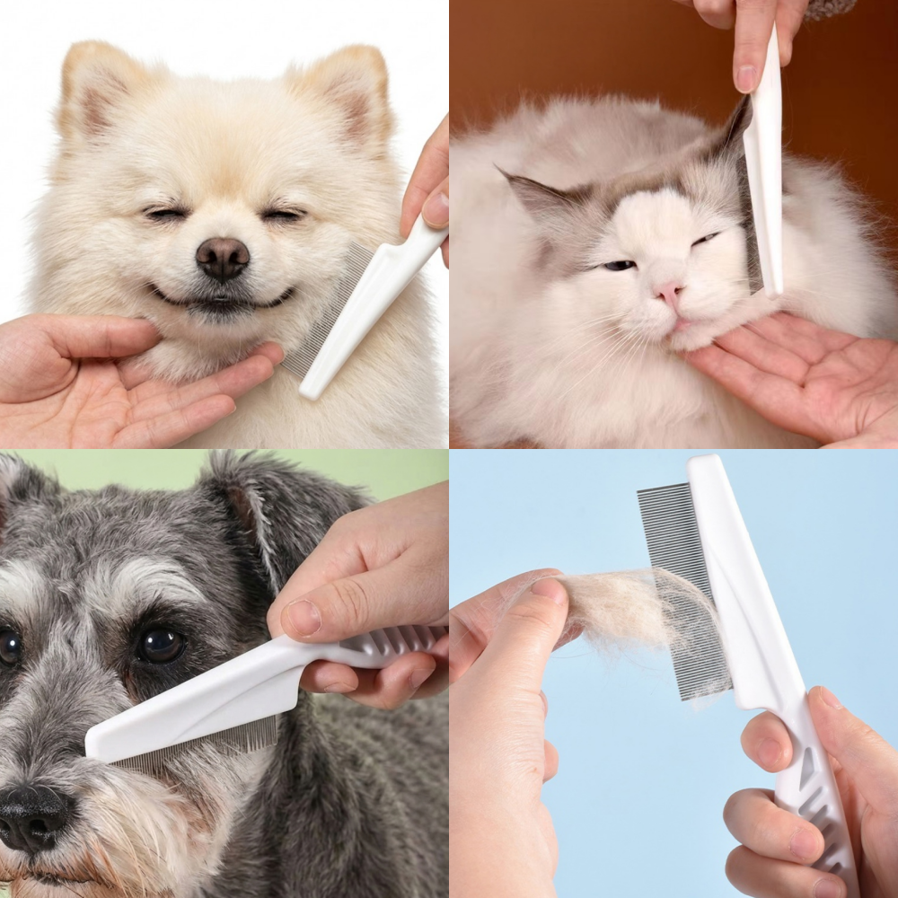 강아지 고양이 얼굴 페이크콤 눈꼽빗 브러시 얼굴 털 정리 엉킴 짧은 빗질 눈물 얼룩 제거 - 상품 이미지