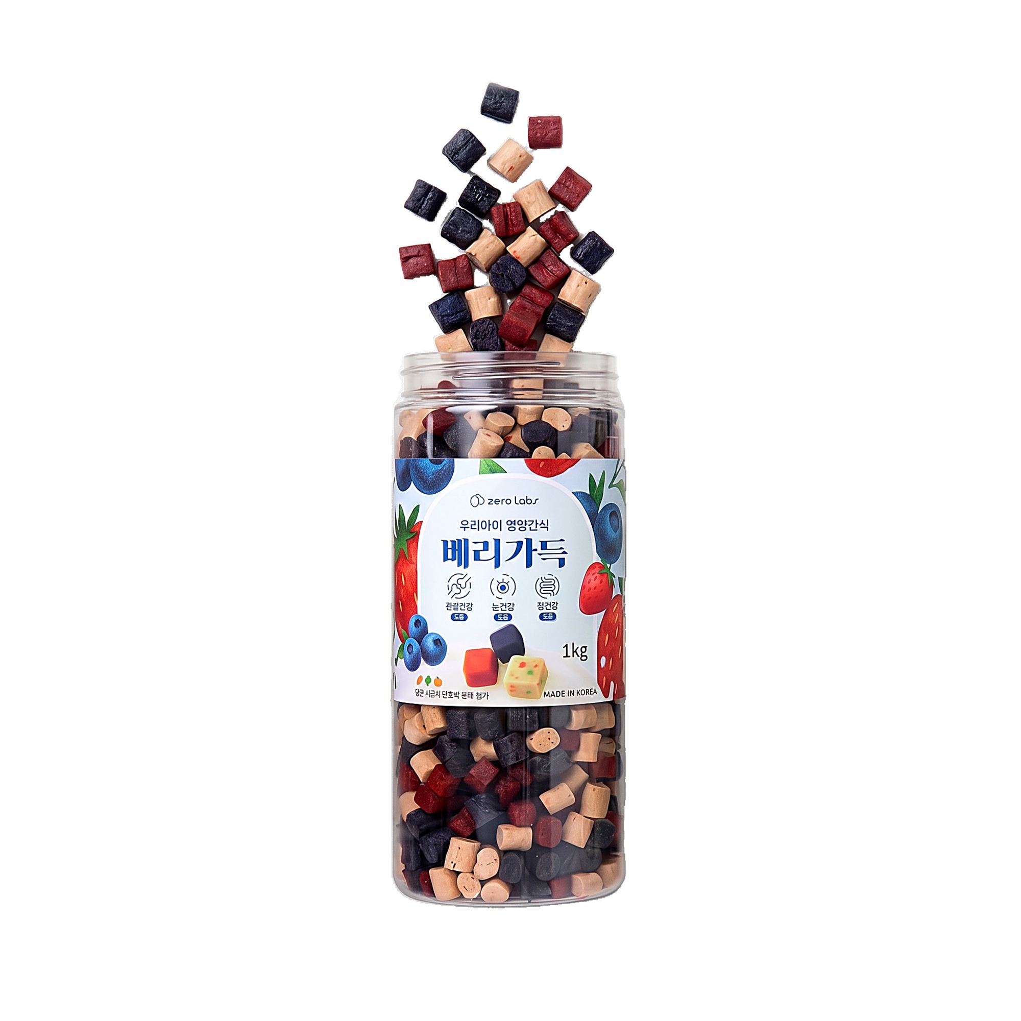 제로랩스 강아지 간식 대용량 반려견 건강 영양 트릿 져키 베리가득 1kg - 상품 이미지