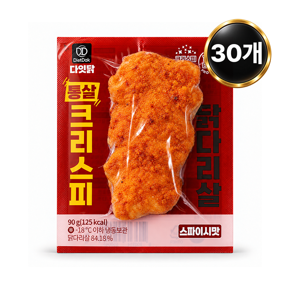 다잇닭 통살 크리스피 닭다리살 스파이시맛, 90g, 30개 - 상품 이미지