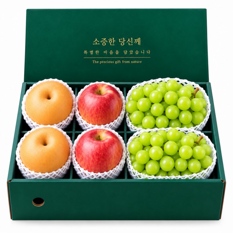명절선물 사과 2입+배 2입+샤인머스캣 2입 특품5호 - 상품 이미지