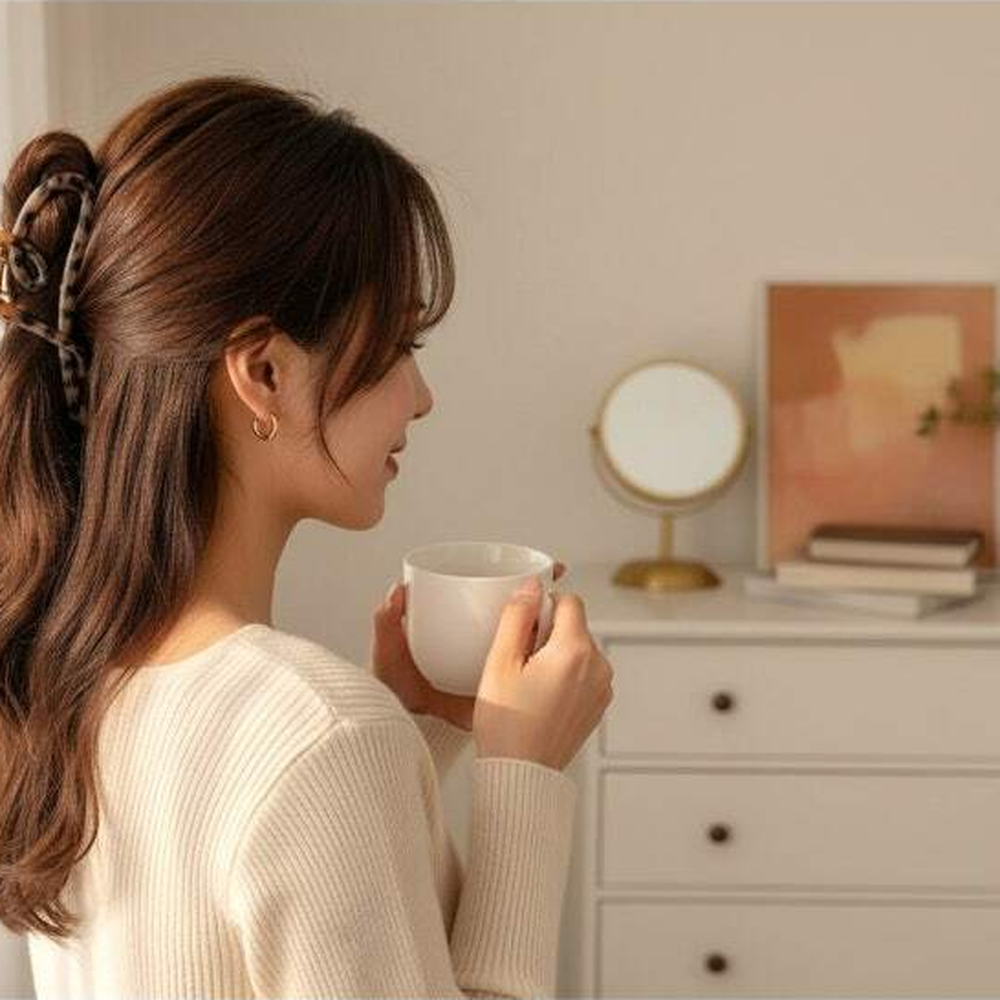 안정적고정 헤어클립 레오파드패턴 반묶음연출 집게핀 유광마감 올림머리스타일 헤어핀 - 상세 이미지 3