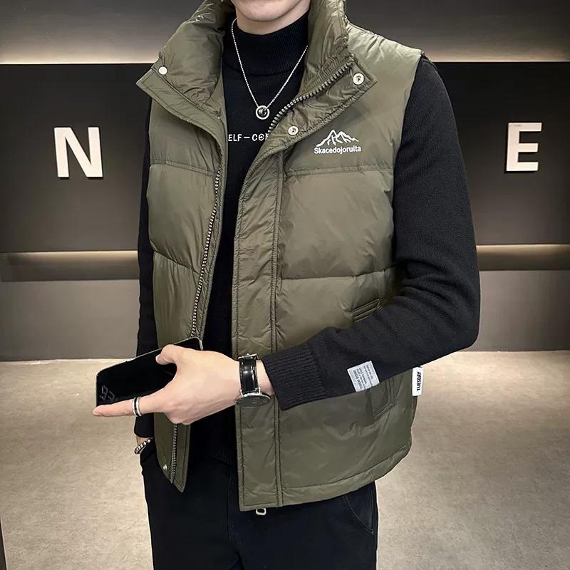 남성 경량 패딩 조끼 슬림 스탠드넥 다운 베스트 방한 이너 깃털 가을 겨울 이너조끼 레저 - 메인 이미지