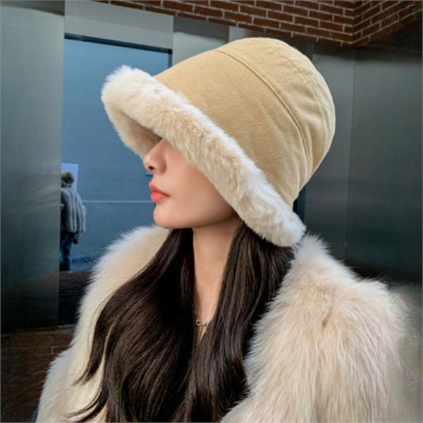 데일리 여성 버킷 햇 따뜻한 겨울 벙거지 모자 코듀로이 - 상품 이미지