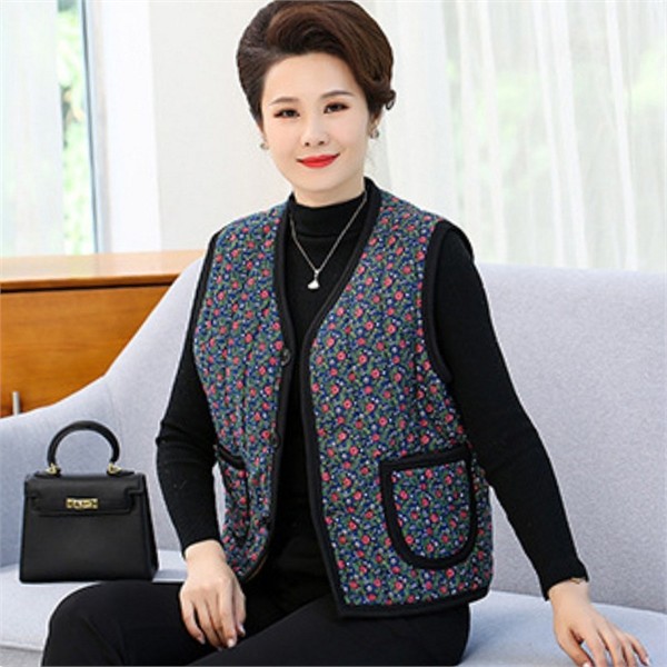 환절기 여성 퀼팅 조끼 따뜻한 여성 누빔 조끼 할머니 엄마 - 상품 이미지