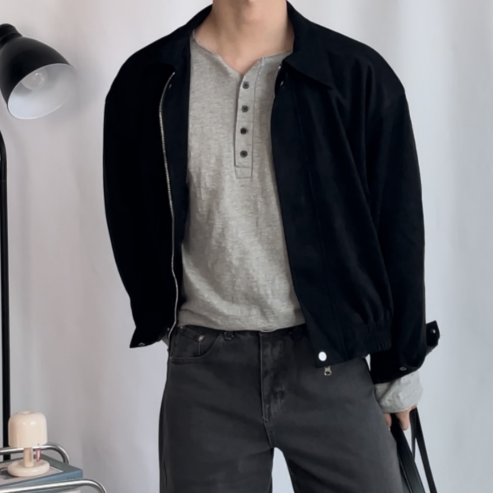 남자스웨이드자켓 남자크롭자켓 가을 봄 간절기 트러커 블루종 재킷 이미지 8