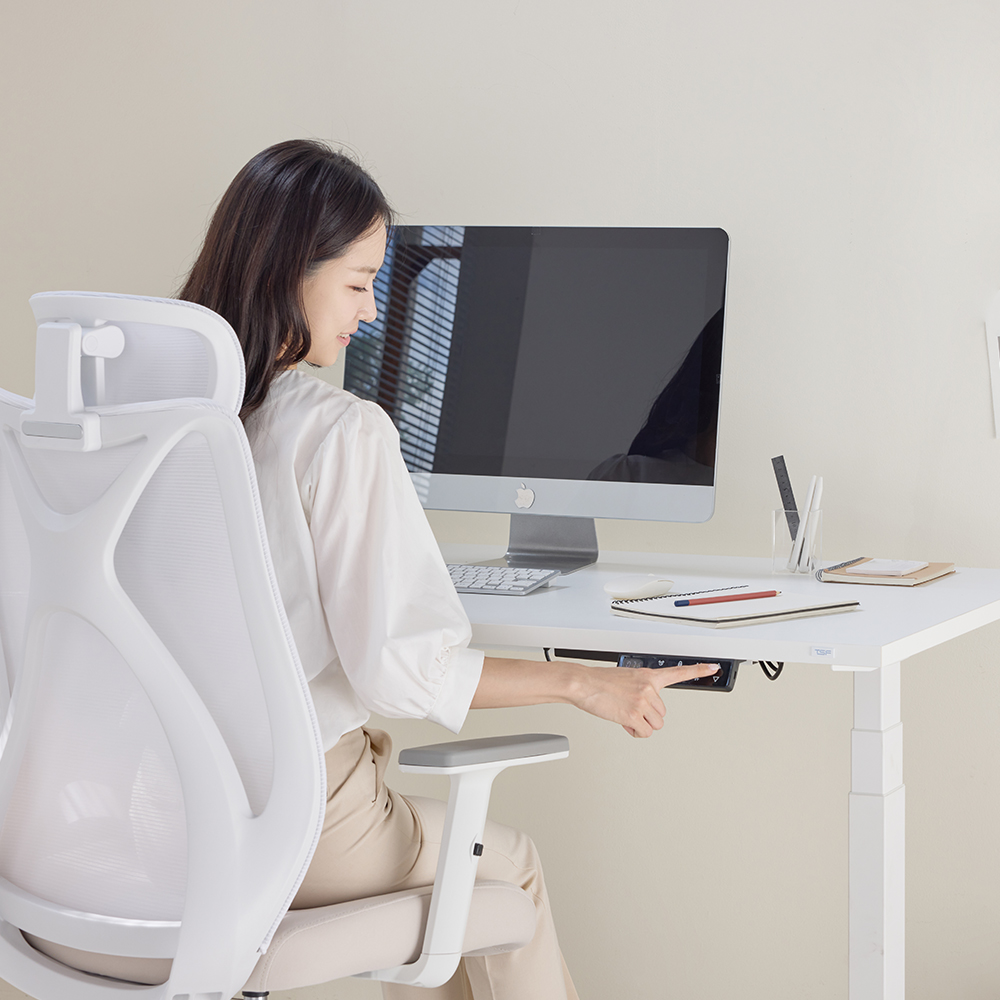 티에스퍼니처 라이즈 모션데스크 높이조절 전동책상 스텐딩 1200x600mm, 화이트+라운드/화이트 이미지 4
