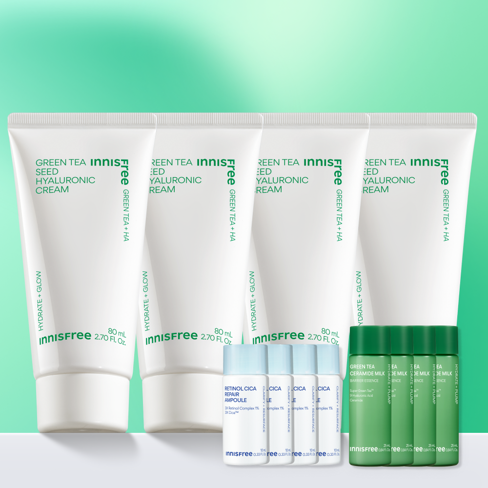 이니스프리 그린티 씨드 히알루론산 보습 속건조 수분크림 80ml, 4개