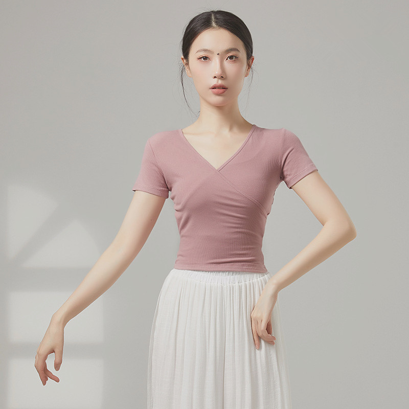 무용 연영과입시복 V넥 연습복 반팔 발레 뮤지컬 현대무용 타이업 레오타드 댄스웨어 - 상세 이미지 5