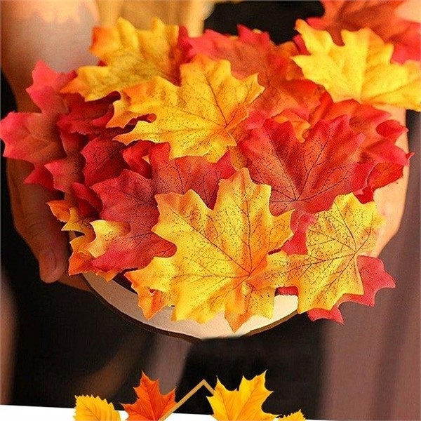 데코레이션 가을 조화 50pcs 인테리어 인조 단풍 나뭇잎 낙엽 - 상품 이미지