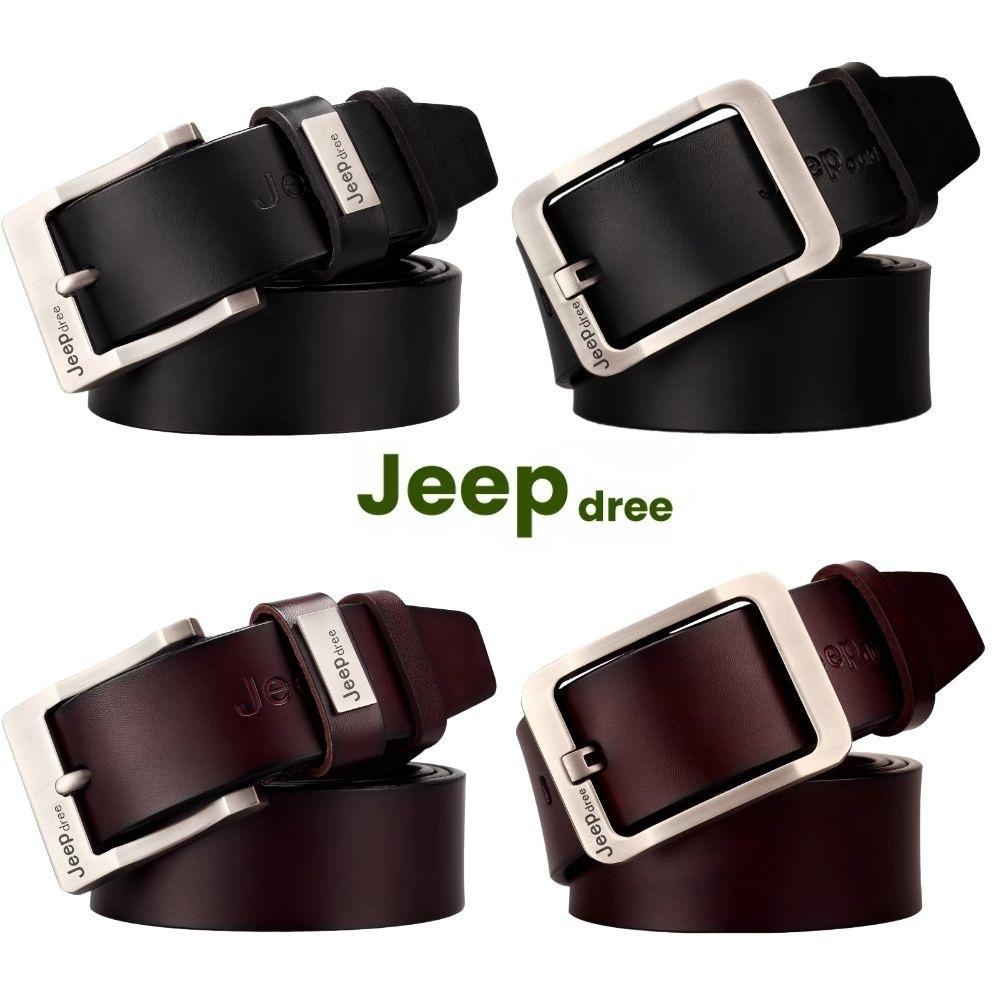 JEEP 남성벨트 두툼한 리얼 소가죽 합금버클 38mm폭 허리띠 - 메인 이미지