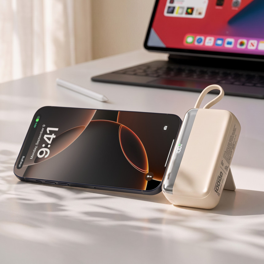 이어맥 팬톤 미니 도킹형 C타입 고속충전 반고체 보조배터리 10000mAh 22.5W 사진 2