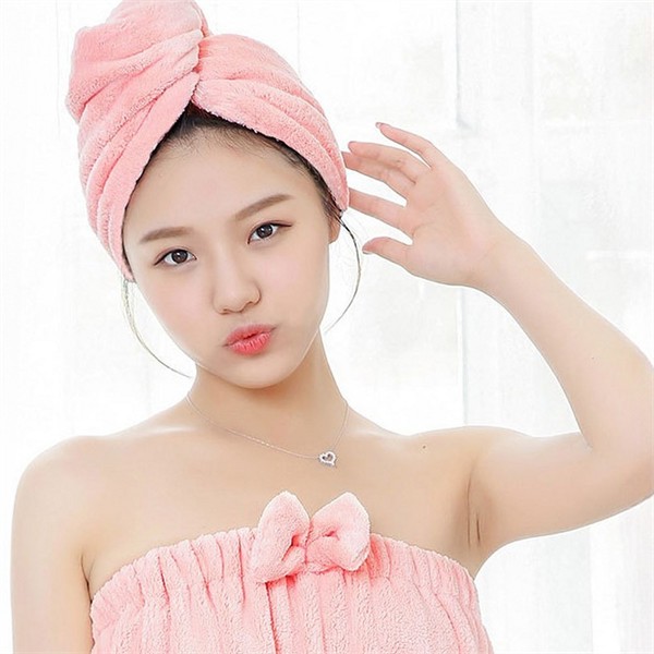 부드러운 극세사 드라이 타월 헤어 머리 말리는 수건 긴머리 - 상품 이미지