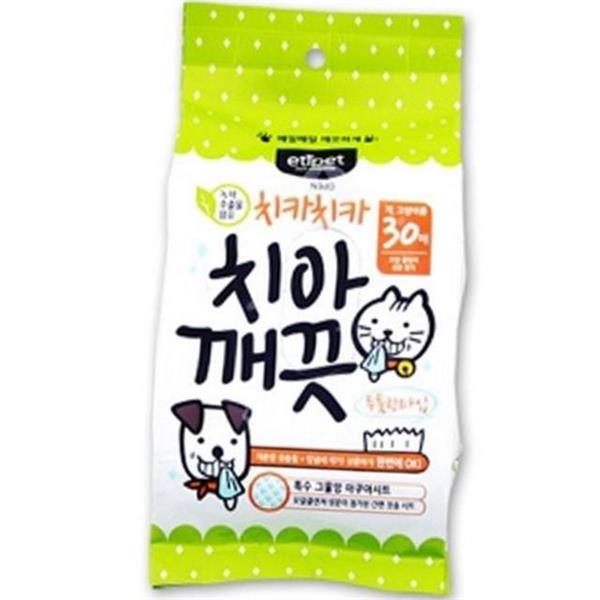 반려동물 강아지 양치 물티슈 30매 반려묘 고양이 양치 물티슈 구강 - 상품 이미지