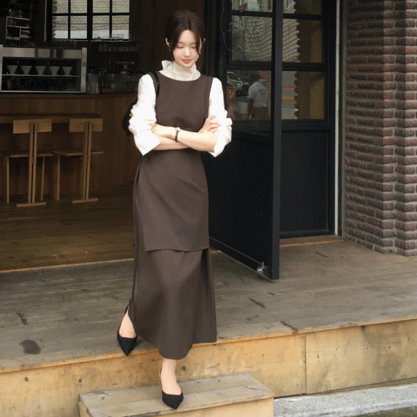 (국내제작) 랩스커트 레이어드 미니 롱 뷔스티에 원피스 op16443 상품 이미지