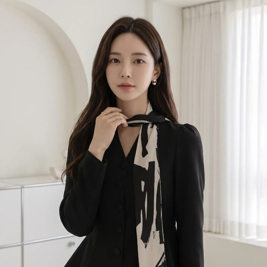 스카프set 브이넥 노카라 페플럼 자켓 여성스러운 유니크 정장재킷 하객룩 77가능