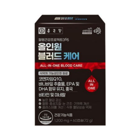 종근당 혈행건강 프로젝트365 올인원 블러드 케어 1200mg x 60캡슐, 1개