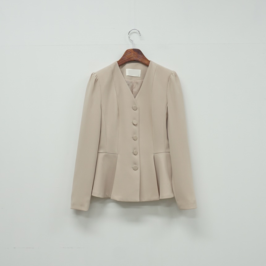 스카프set 브이넥 노카라 페플럼 자켓 여성스러운 유니크 정장재킷 하객룩 77가능