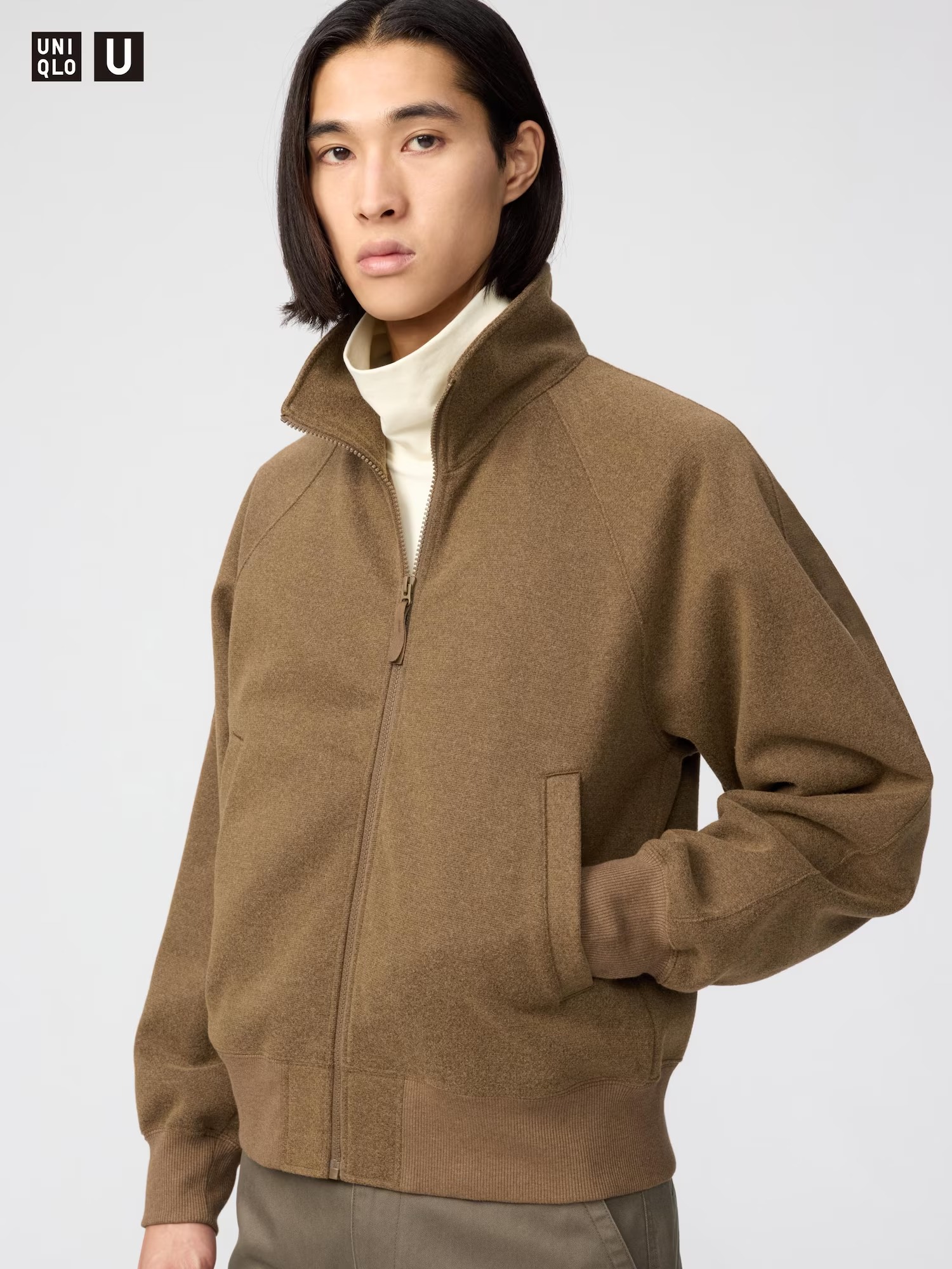 유니클로 브러시드 풀집 블루종 26FW 가을 스웨이드 미니멀 카라 집업 자켓 이미지 8