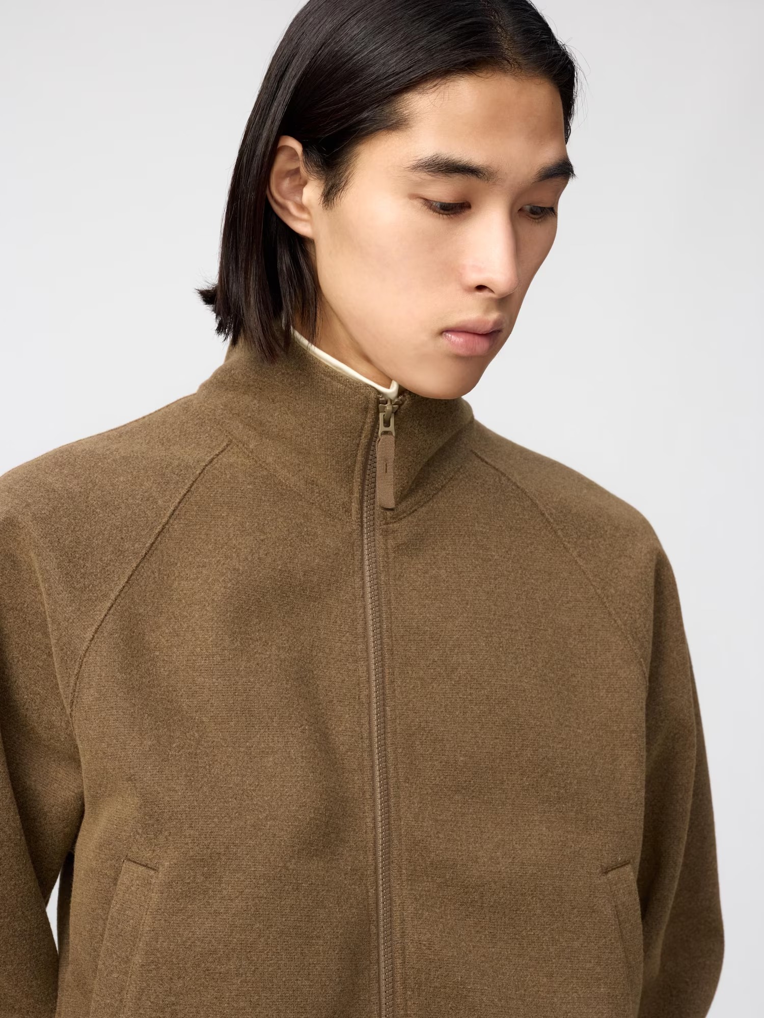 유니클로 브러시드 풀집 블루종 26FW 가을 스웨이드 미니멀 카라 집업 자켓 이미지 6
