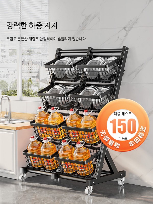 이동식 철제 트롤리 수납선반 주방 세탁실 베란다 틈새 정리함 바퀴형 3단 다용도 진열대 - 상세 이미지 3