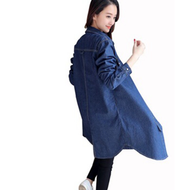 여성 데님 셔츠 긴팔 오버핏 워싱 캐주얼 - 상세 이미지 5